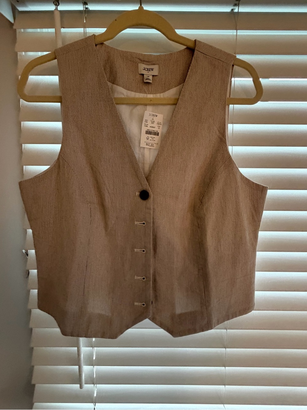 J. Crew Women's Neutral Beige Linen-Blend Button Vest